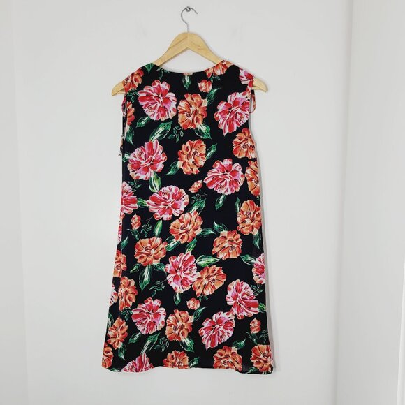 Multicolor Floral Sleeveless Lightwe Back Zip Wrap Knee Length Shift Dress Small - Picture 2 of 10
